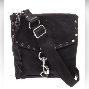 Rebecca Minkoff Black Nylon Flap Studded Crossbody